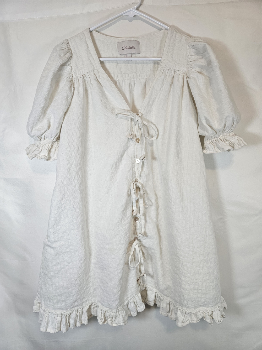 Cleobella Cream Ruffled Mini Dress